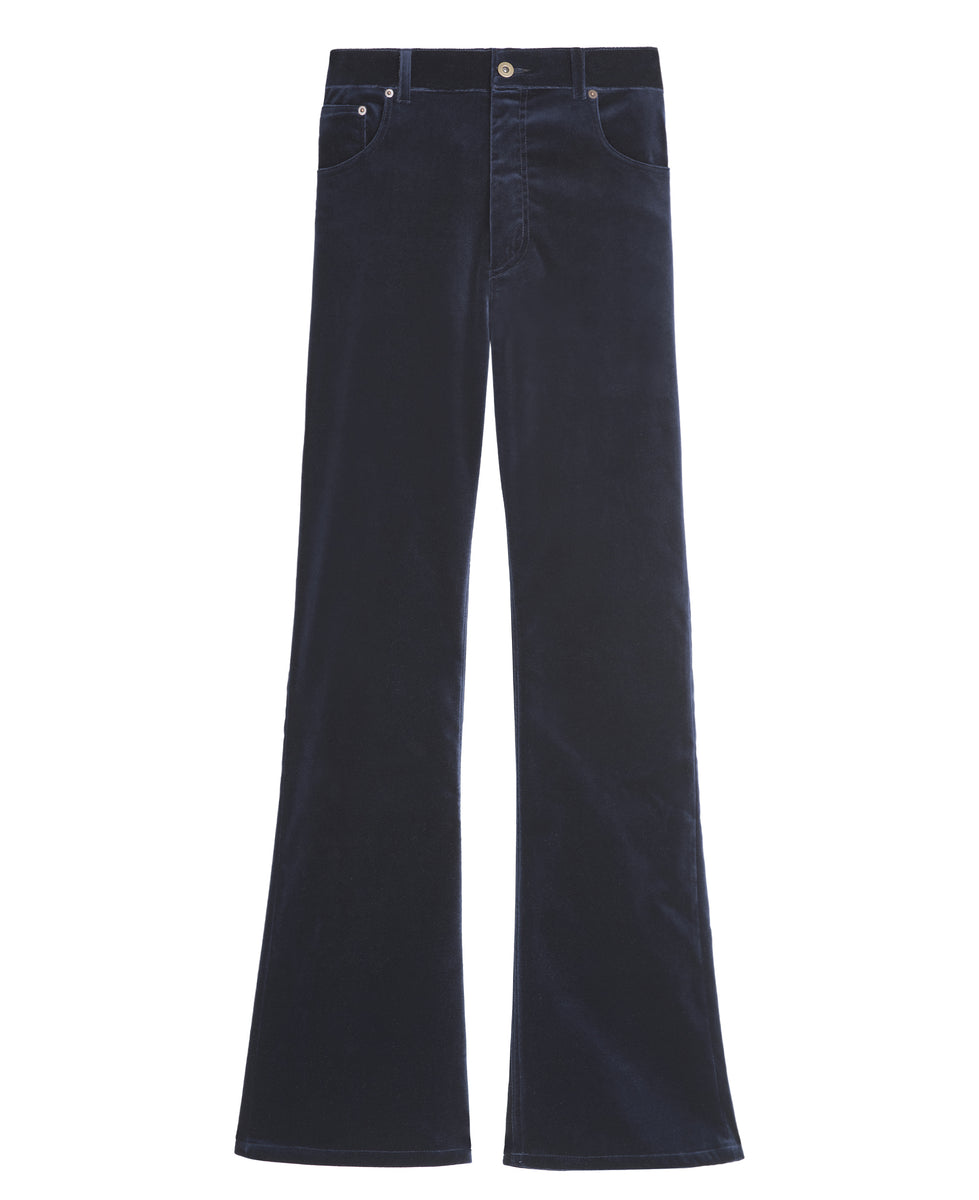 Midnight Blue Velvet Flare Jeans High Waist | Good Morning Keith