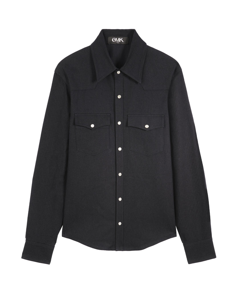 Good Morning Keith Western Navy Striped Shirt Packshot