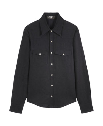 Good Morning Keith Western Navy Striped Shirt Packshot