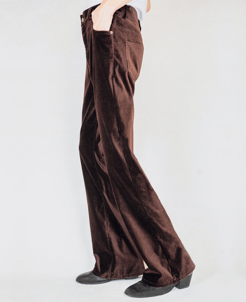 Good Morning Keith Burgundy Velvet Flare denim packshot