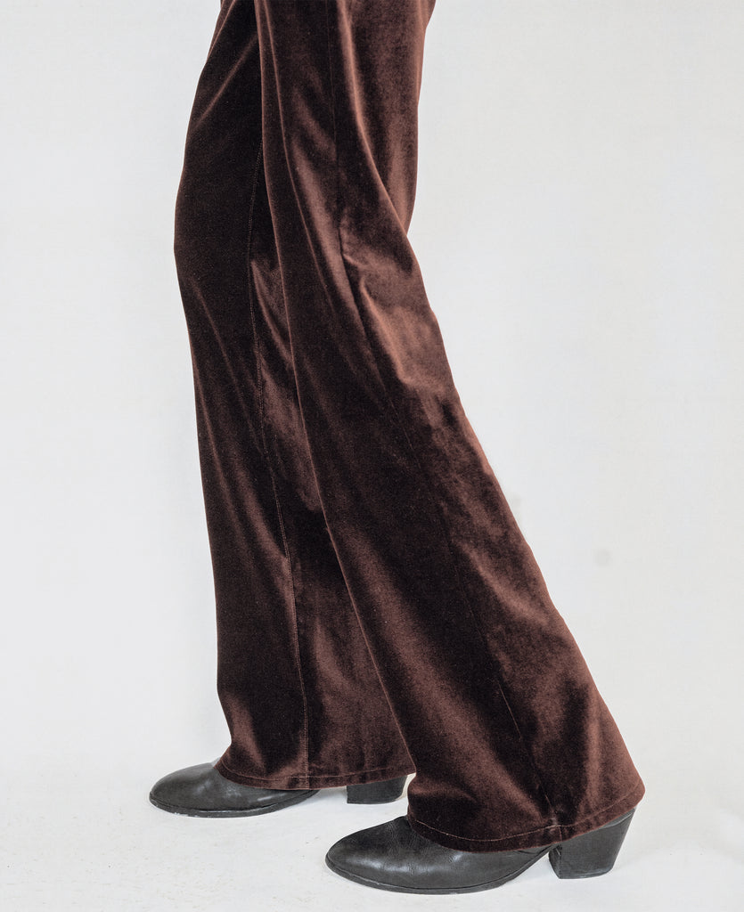 Good Morning Keith Burgundy Velvet Flare denim packshot