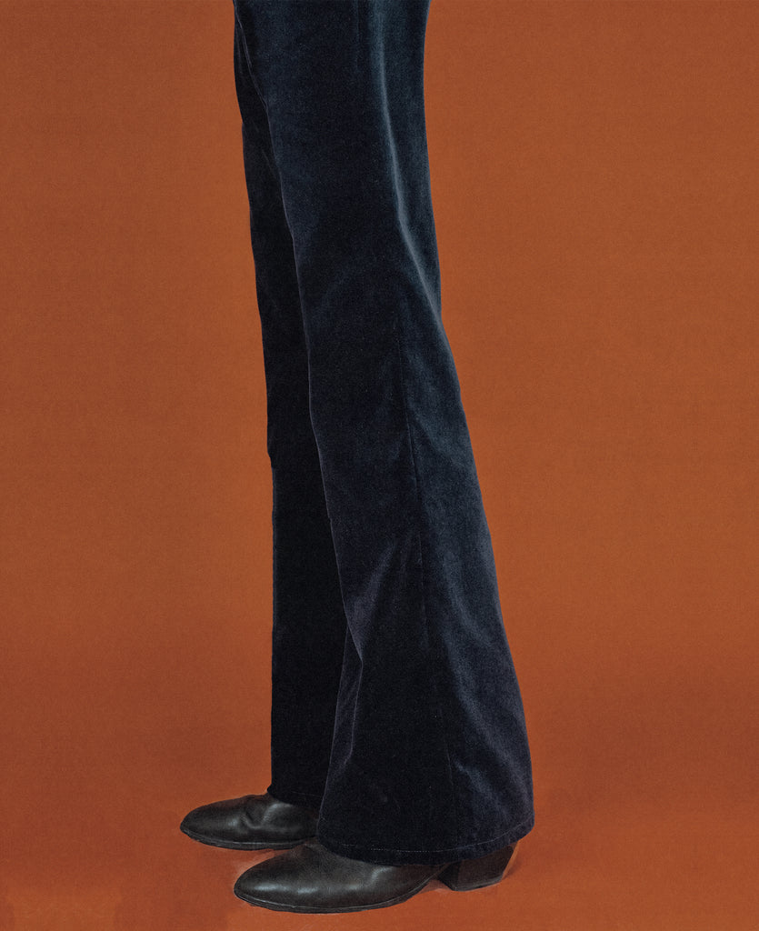 Good Morning Keith Midnight Blue Velvet Flare denim packshot
