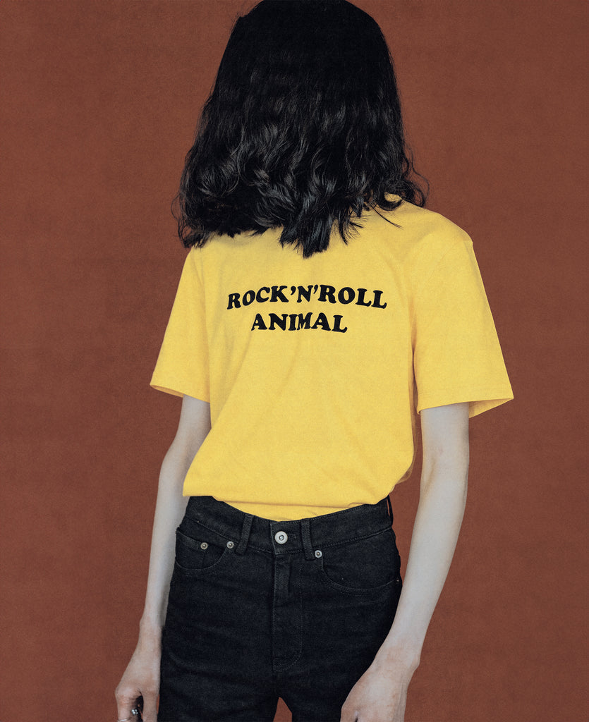 Good Morning Keith Rock'n'roll animal yellow t-shirt