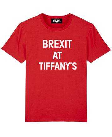 Good Morning Keith Brexit At Tiffany's red t-shirt collaboration Tess Parks