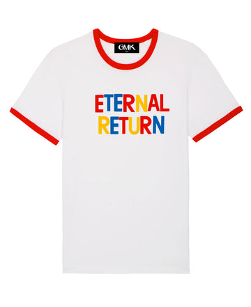 Good Morning Keith Tess Parks Collection Eternal return ringer t-shirt