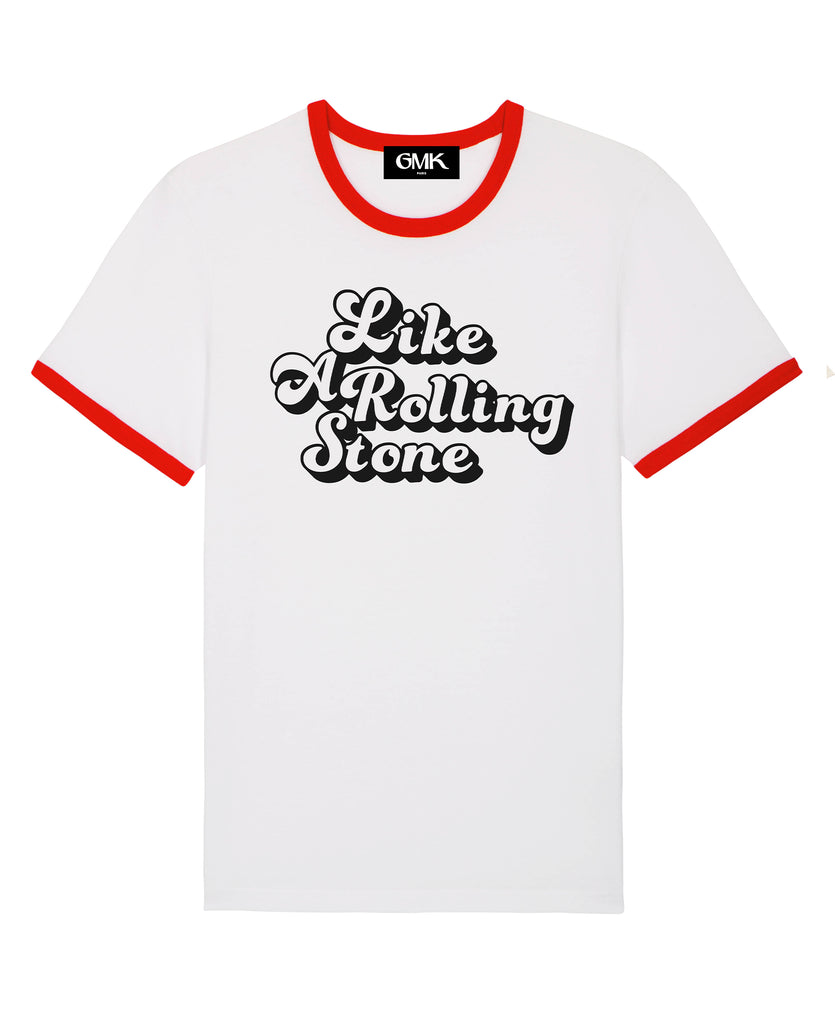 Good Morning Keith Like a Rolling Stone Red ringer Tee Packshot