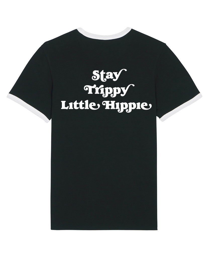 Good Morning Keith Stay Trippy Little Hippie Unisex Black Ringer Tee