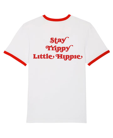 Good Morning Keith Stay Trippy Little Hippie Unisex Red Ringer Tee