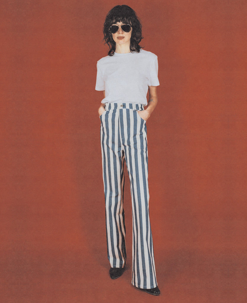 Good Morning Keith Striped denim unisex Flare jeans packshot