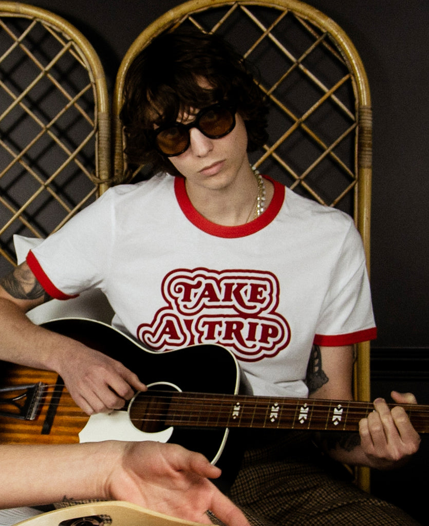 Good Morning Keith Take A Trip Red Ringer Unisex Tee