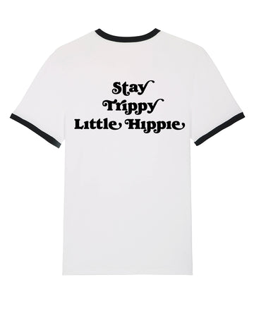 Good Morning Keith Stay Trippy Little Hippie Unisex White Ringer Tee