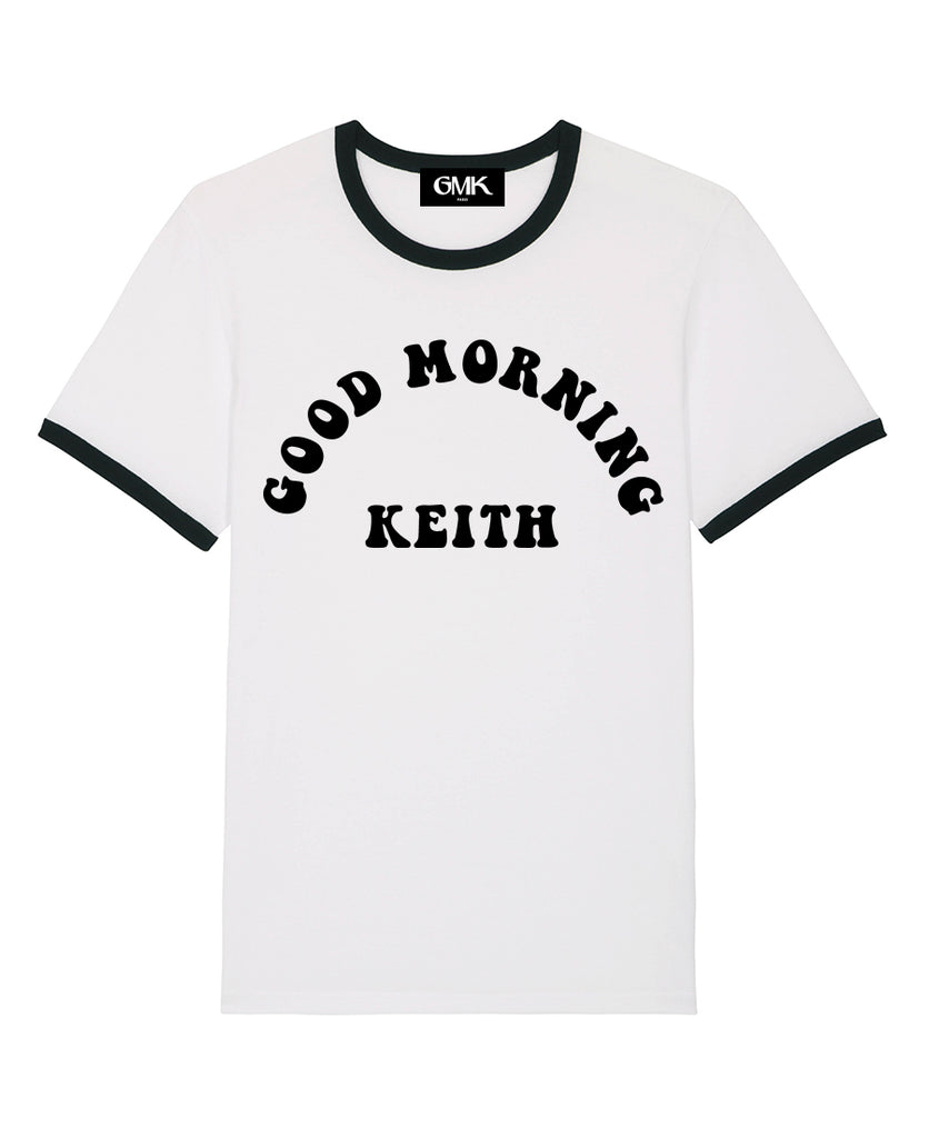Good Morning Keith White Ringer Unisex Keith Tee